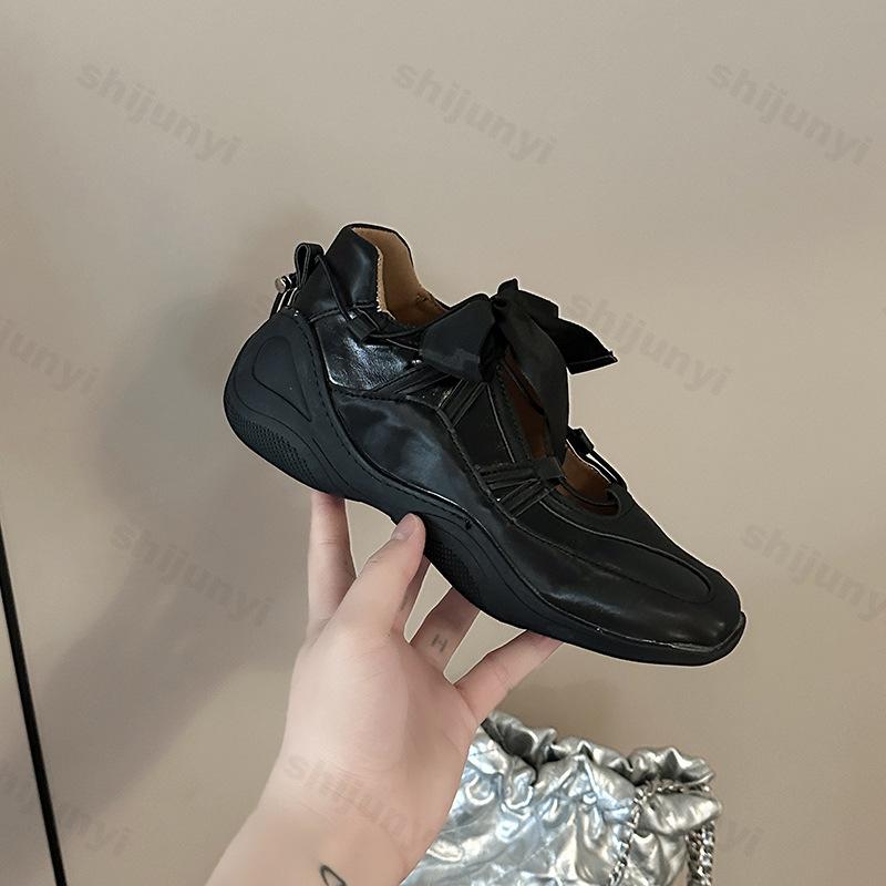 Fashion Niche Design Casual Ballet Style Sneakers Women's Summer  New Comfortable Thick Soled Height Increasing Single Shoes