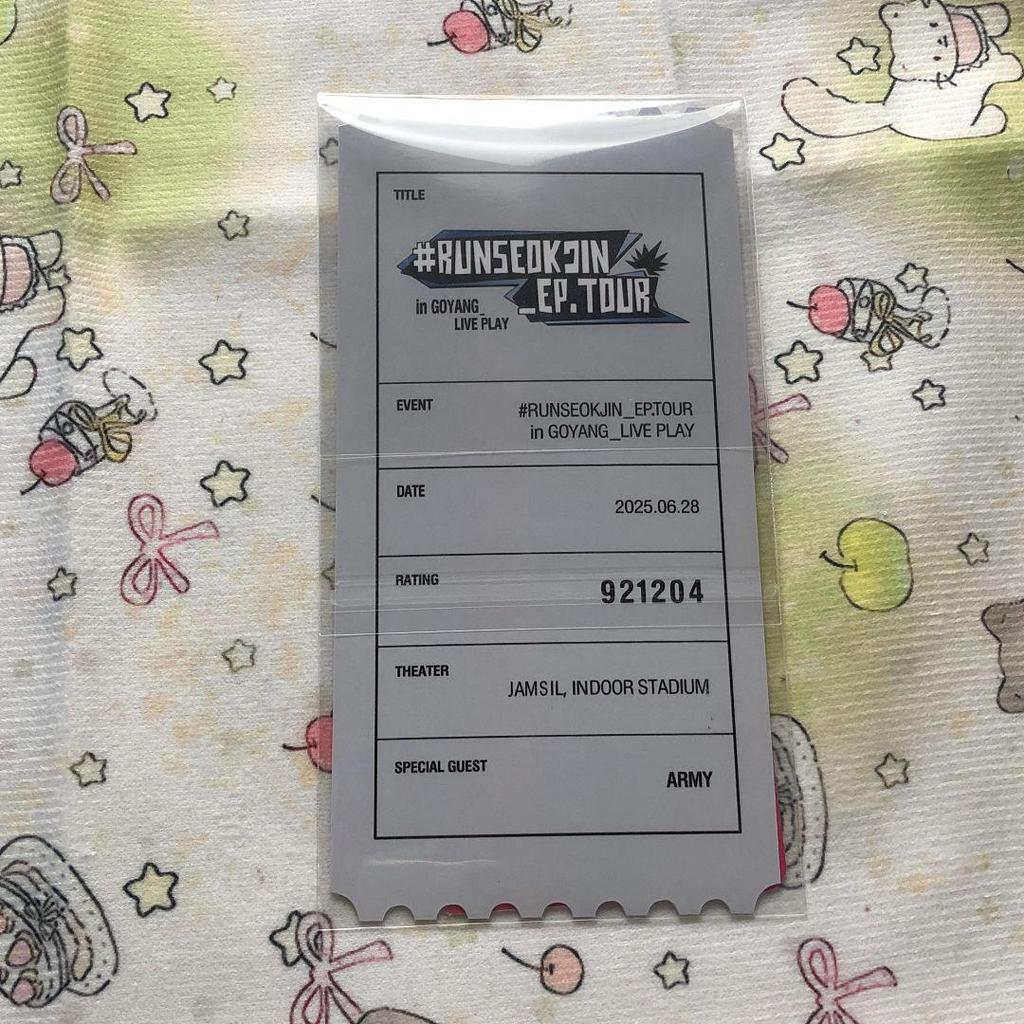 [USED] BTS Jin Day 1 6.28 RUNSEOKJIN EP.TOUR Trading Card