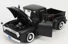 MotorMax 1/24 Scale American Car Diecast Model Car Ford F-100 Pumpkin Pickup Truck 1955 (Matte Black) [Parallel Import]