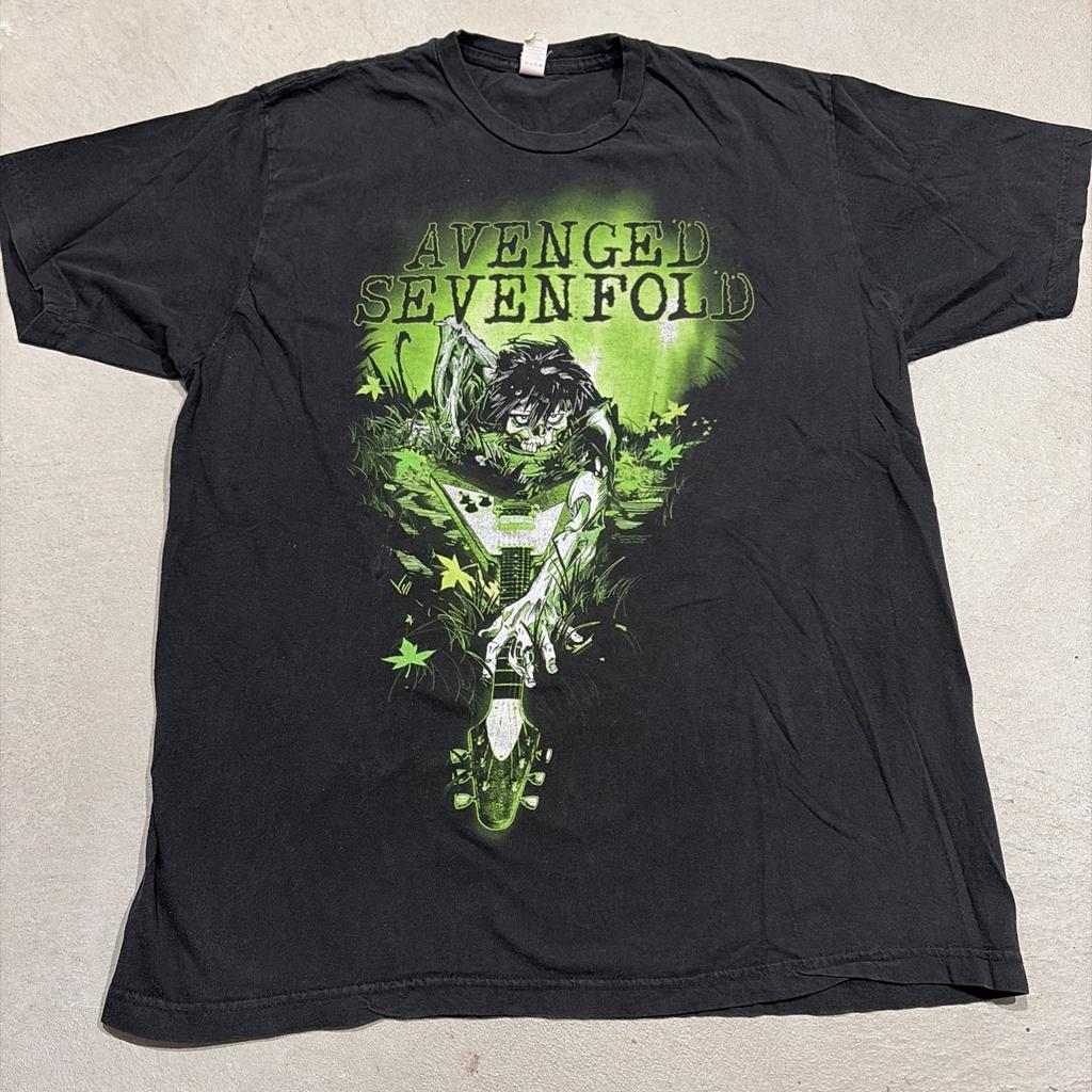 2009 Avenged Sevenfold Zombie Flying V Guitar Graphic Concert T-Shirt Sz XL