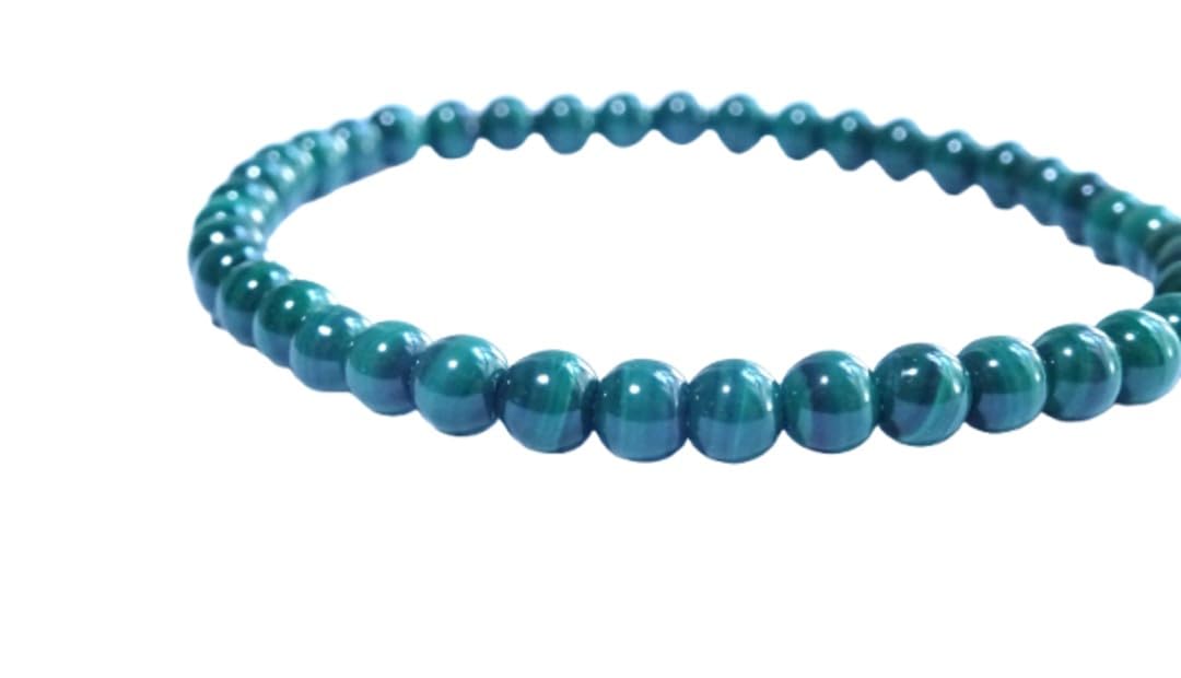 

Malachite Bracelet for 4mm Natural Stone Evil and Bringing Good Men, (Purification Stone, Pebbles) [Protecting Fortune] (Women s Medium, Approx. зелений