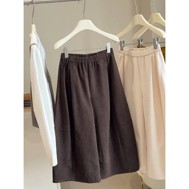 Neue hohe Taille lockere Mode vielseitig weites Bein lässige Acht-Punkt-Hose Damen Herbst und Winter Cordhosen