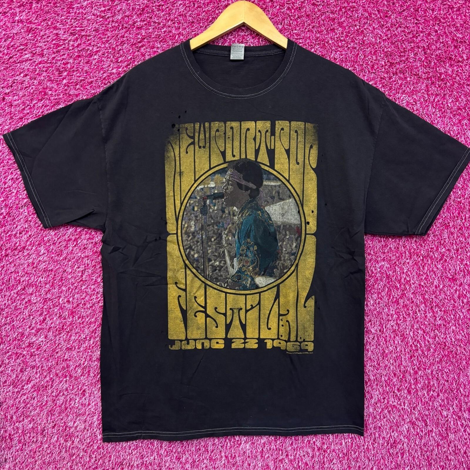 Jimi Hendrix 1969 Newport Pop Festival Distressed Tee XL S