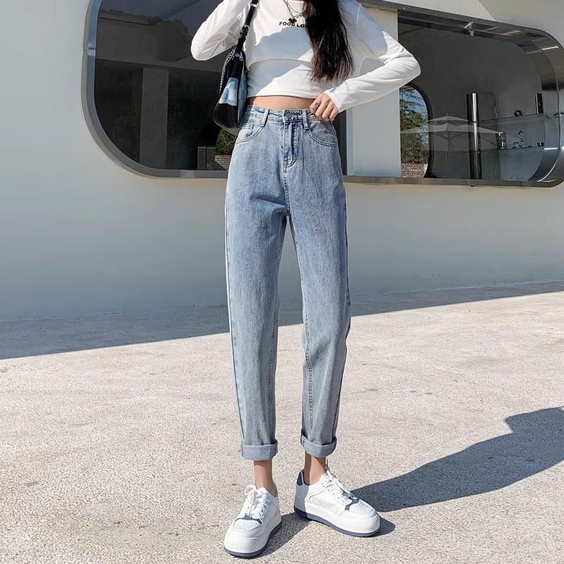 

Женские модные белые укороченные брюки-морковки с высокой посадкой, стройнящие S (83-93 jin)