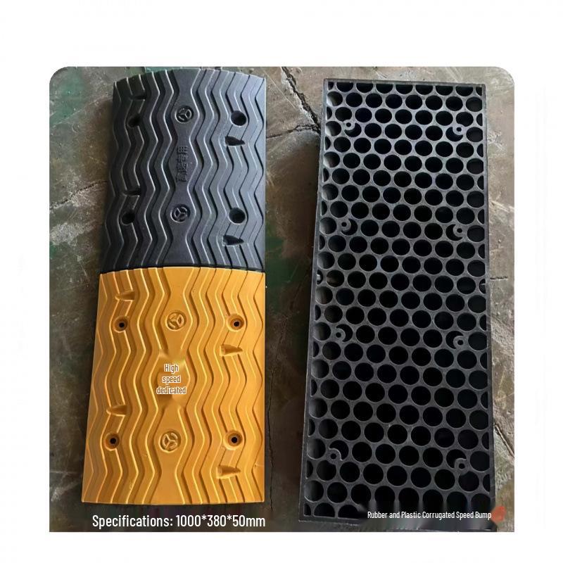 Rubber Speed Bump: Door, Road, Groove, Ramp Mat - Parking Wheel Stopper with Shock Absorption.