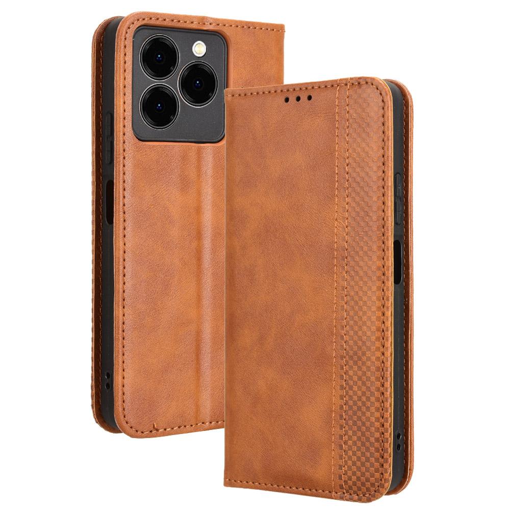 

Для Meizu Note 21/Ulefone Note 20 Pro Шкіряний чохол Гаманець Підставка Ретро Текстура Чохол для телефону Brown