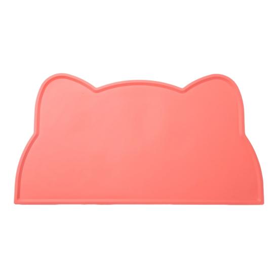 Waterproof Dog Food Mat Cat Face Design Silicone Pet Feeding Placemat with Raised Edge Non-slip Pet Bowl Mat for Dogs Cats