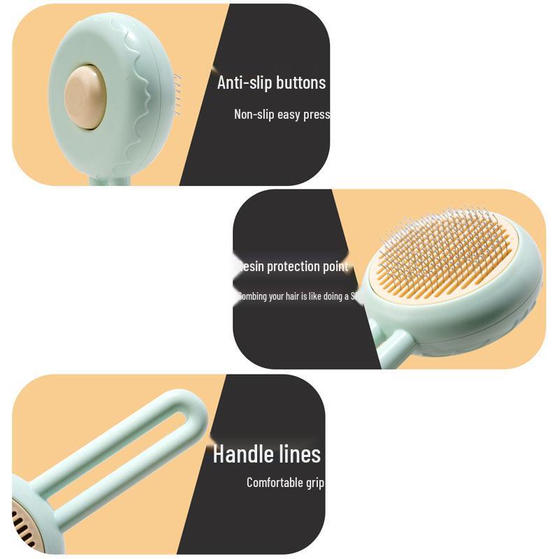 Pumpkin Pet Grooming Brush: Self-Cleaning Needle Comb for Cats & Dogs, Effortless Hair Removal & Stroking Tool