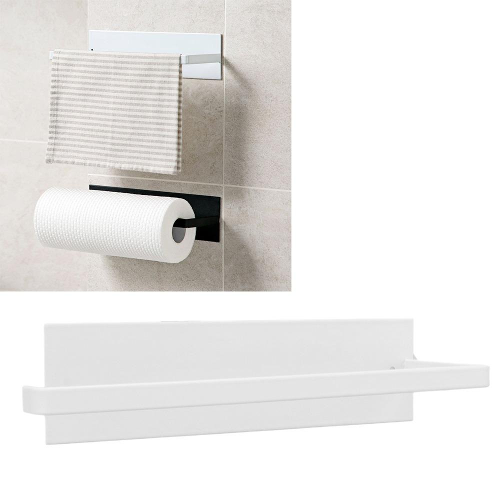 Carbon Steel Paper Towel Holder Wall Mounted Towel Bar Rack Paper Towel Roll Rack Space Saving