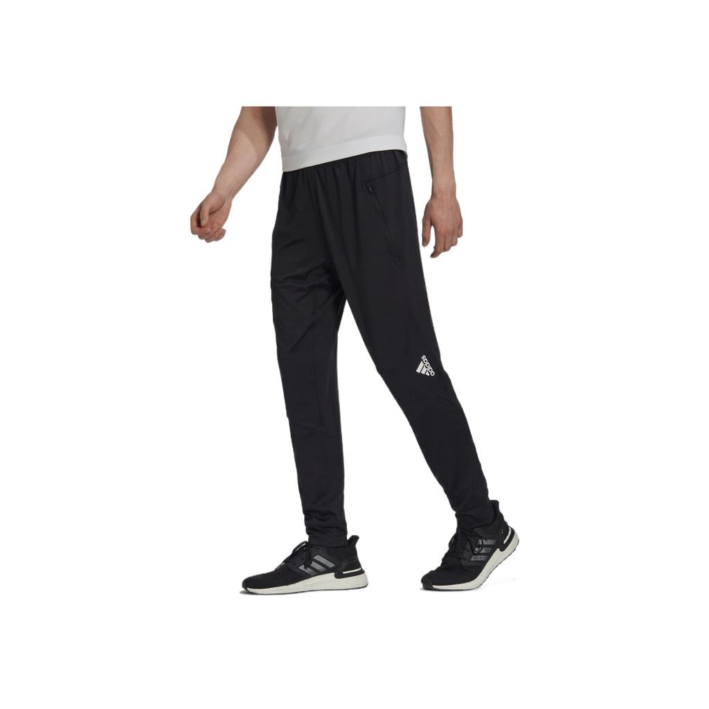 Adidas Solid Color Logo Print Fitness Sports Long Pants Men bottoms Black HL8771