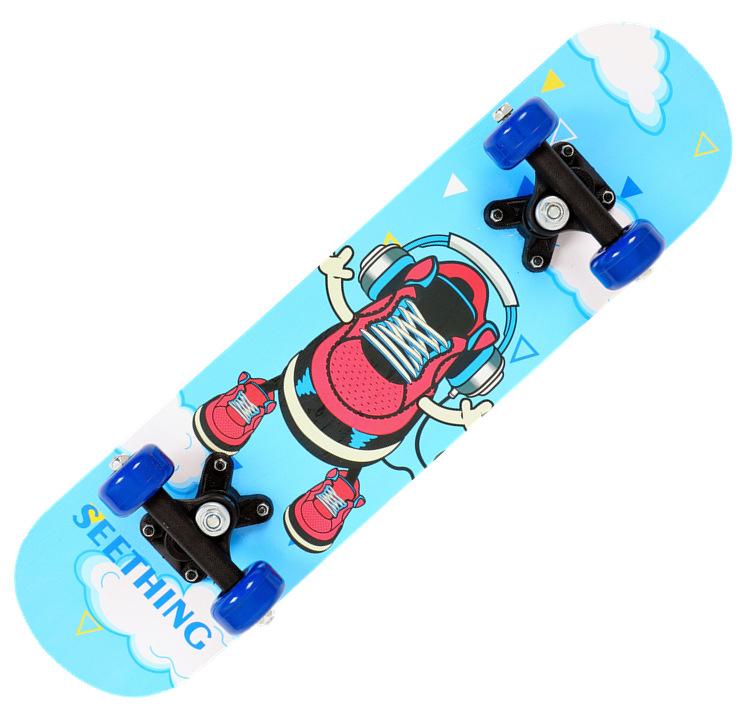 60Cm Skateboard Beginner Kids Cartoon Skateboard Maple Wood Deck Skate Board Outdoor Long Board Double Rocker Skateboard Child