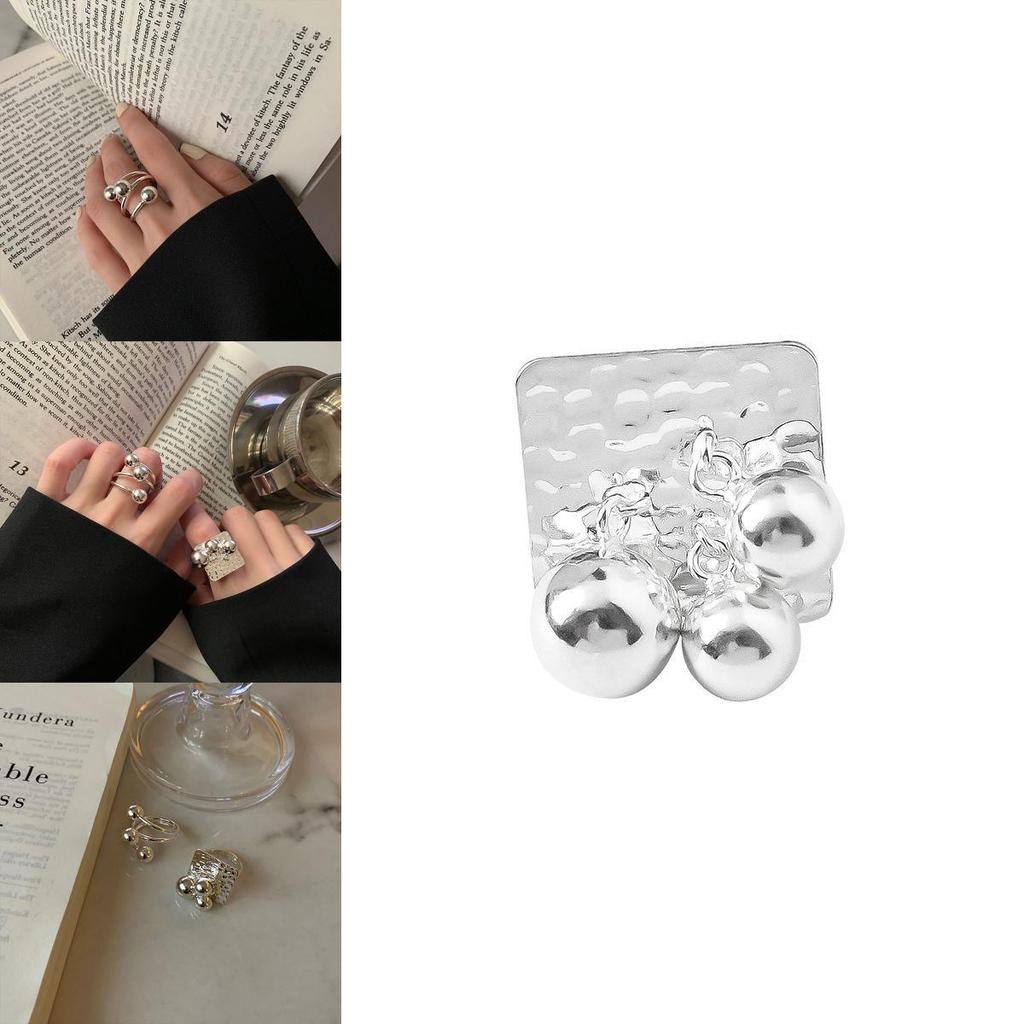 Eleganter Ring im koreanischen Stil aus 925er Sterlingsilber für Damen mit geometrischem Design und verstellbarer Größe