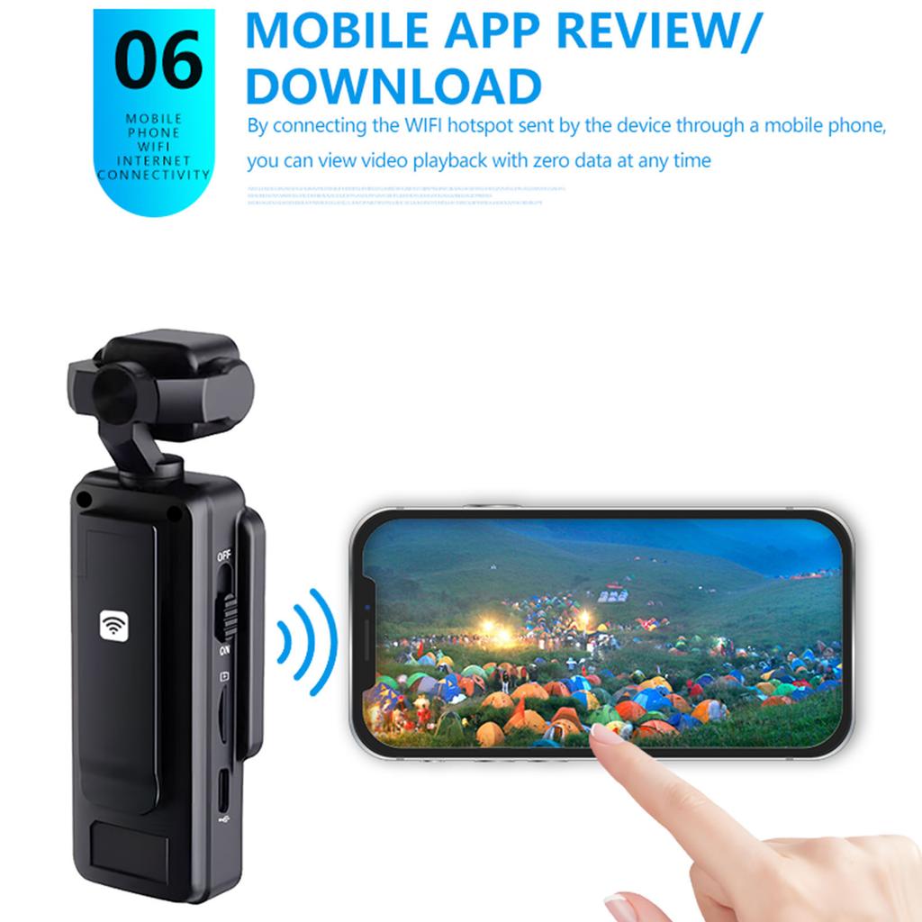 1080P WiFi Outdoor Video Recorder 270° Rotation HD Handheld Sports Camera Portable Pocket Camcorder for Cycling Vlogging Sports