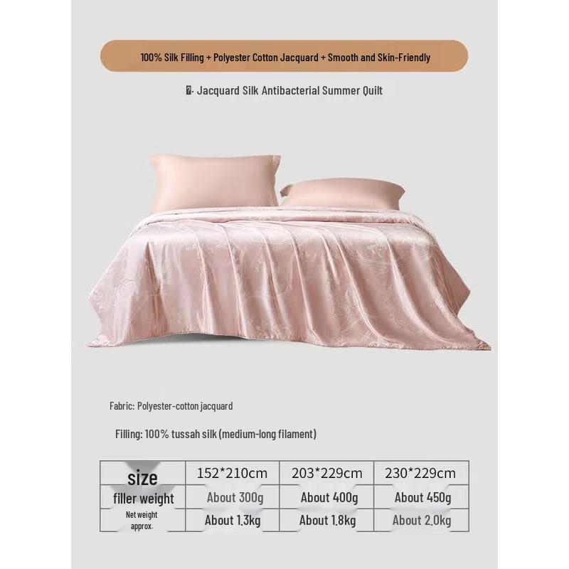 FUANNA Lightweight 100% Mulberry Silk Quilt розовый