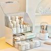 Flip Lid Cosmetics Storage Box Clear Dustproof Desktop Skin Care Products Lipstick Jewelry Makeup Brush Debris Organizer Rack