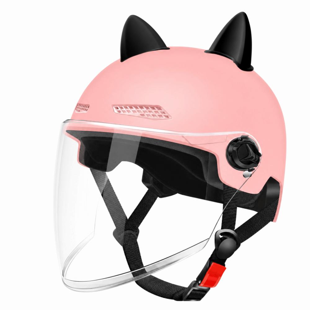 Casco Eléctrico Ajustable para Coche Decoración de Orejas de Gato Casco de Equitación Casco de Motocicleta Mujer