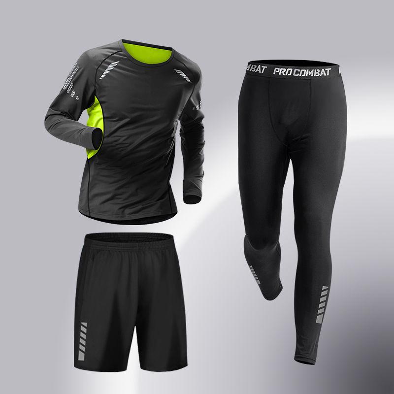 Men's Quick-Dry Sports Suit: High-Elastic Fitness Tights for Running, Training, Basketball, Cycling, Morning Jogging - Perfect for Spring & Autumn.