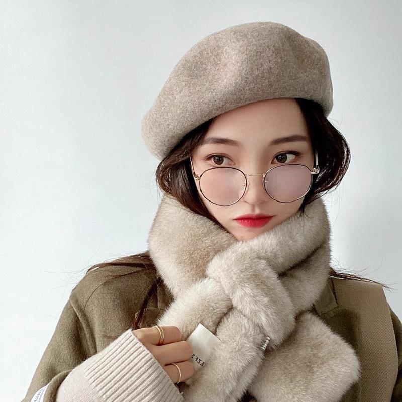 Thickened Wool Beret Milk Tea Color Maca Color Versatile Painter's Hat