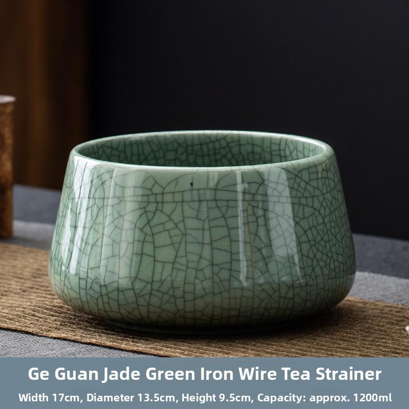 HaoYuan Ceramic Tea Wastebasket Brother Kiln Tea Rubbish Basin Tea Bowl Waste Water Bucket Table Tea Water Barrel Tea Dregs C... 17 x 9.5 cm