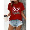 Minnie style red polka dot bow and handwritten Minnie pattern summer new women's T-shirt short sleeves