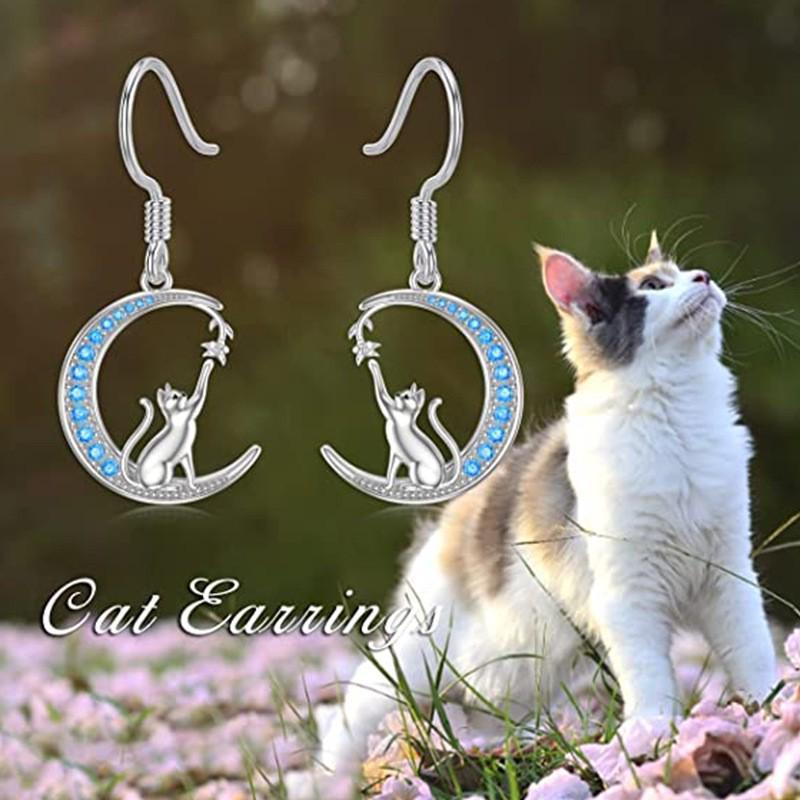 European & American Stylish Moon Cat Flower Earrings for Women
