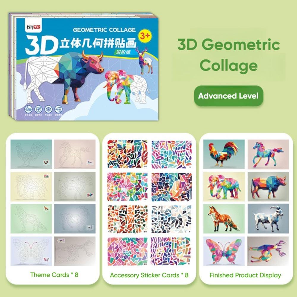 DIY Geometric Collage Sticker Book Versatile Handmade Sticker Toys Children's Stickers  Birthday