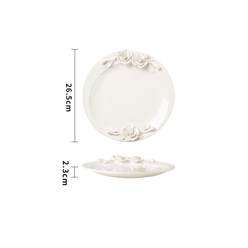 Blumenrelief Keramikteller Frühstück Obstsalat Speiseteller Hotel Restaurant Westlicher Teller Küche Dessertteller Besteck