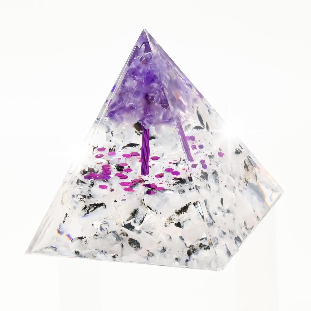 Orgonite Crystal Orgone Pyramid Tree of Life Energy Tower Nature Reiki Healing Chakra Crushed Stone Object 6cm x 6cm (10)
