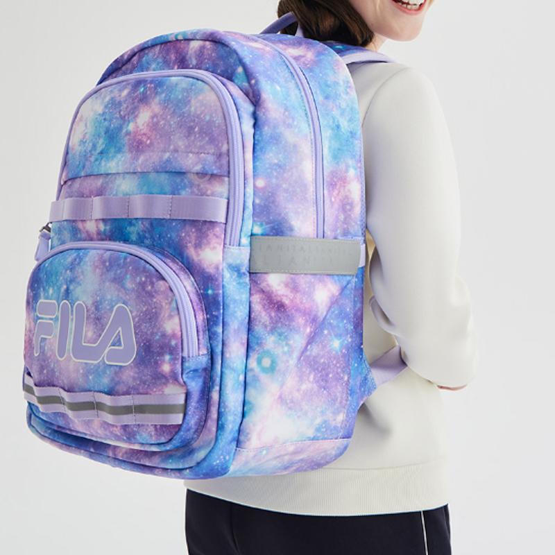 FILA Zipper Closure Nylon Backpack Medium Size Unisex Backpack Lavender K18B411103FPU