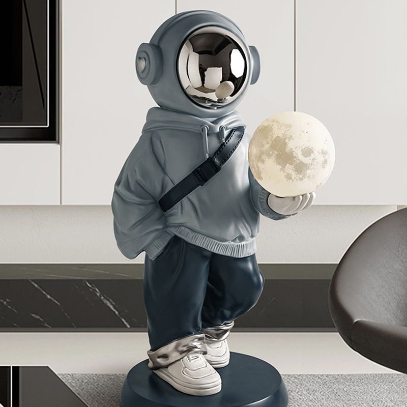 Astronaut Figurines Creative Miniatures with Moon Light Modern Sculptures Living Room Ornaments Home Decoration Accessories