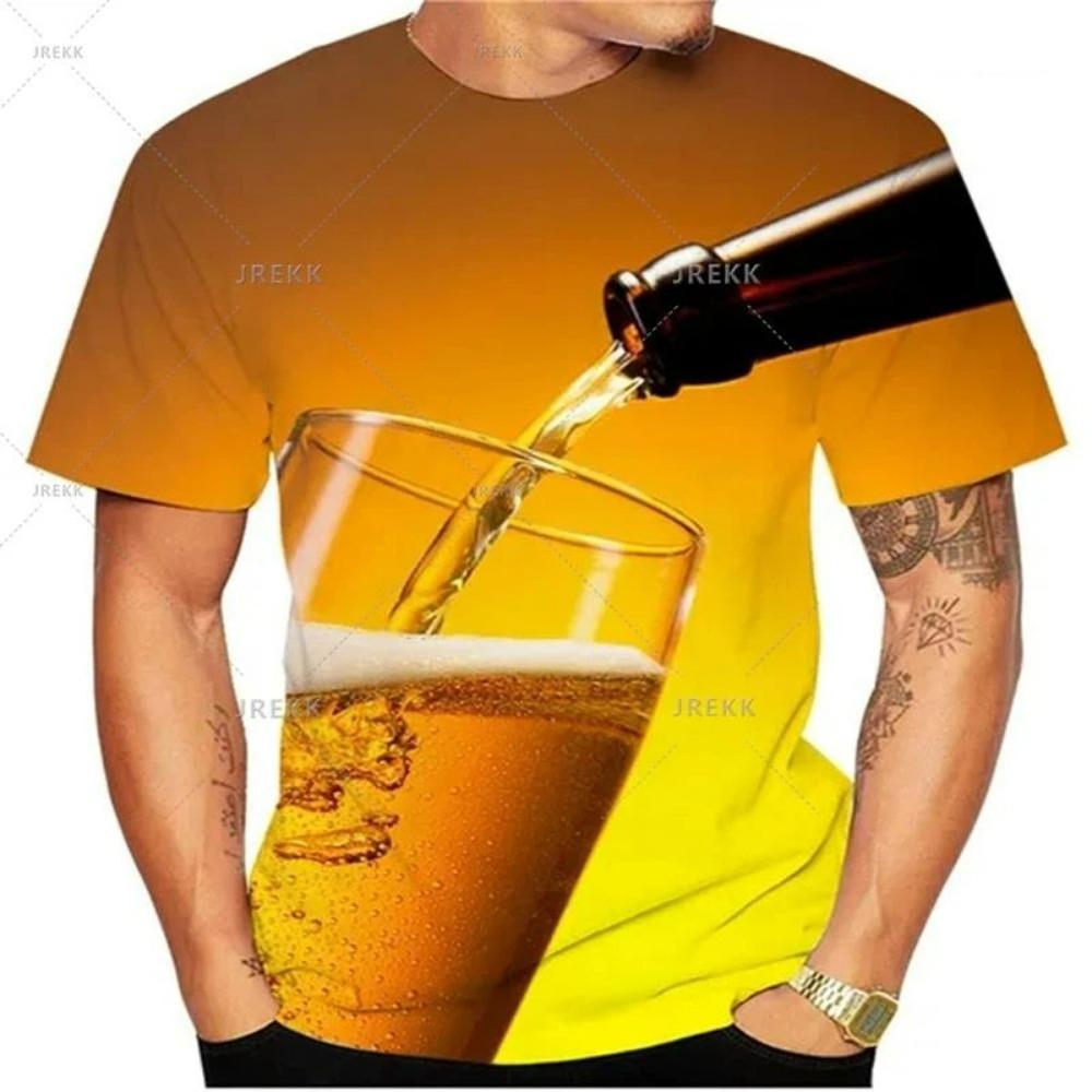 Fashion Kids T-Shirt Funny Beer Graphic Print Boy and Girl Tees Top Summer Street Short Sleeve Casual Outdoor Kids Clothing