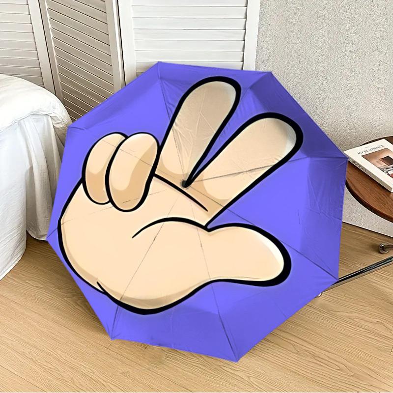 1pc Three Hand Gesture Fashionable Automatic Opening/Closing Folding Umbrella with 8 Iron Bones, Plastic Handle Yy251015008
