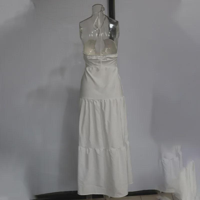 Vestido Boho Blanco Halter para Mujer 2025