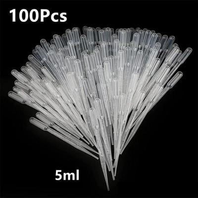 100Pcs/Lot Laboratory Pipette 5ml Plastic Disposable Graduated Container Liquid Dropper Equipment Straw Makeup Tools