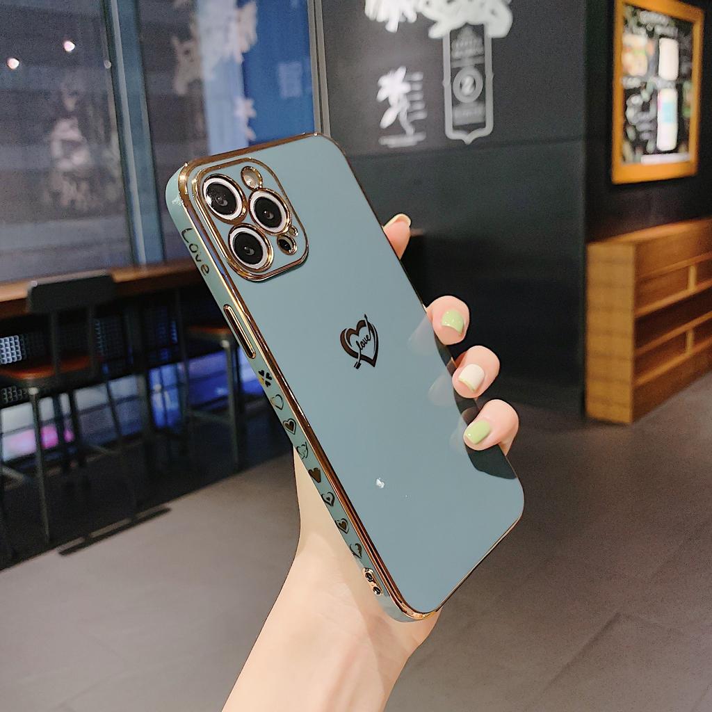 Candy color 6D electroplating side love for iPhone17ProMax Apple 16 fine hole silicone 15 mobile phone case