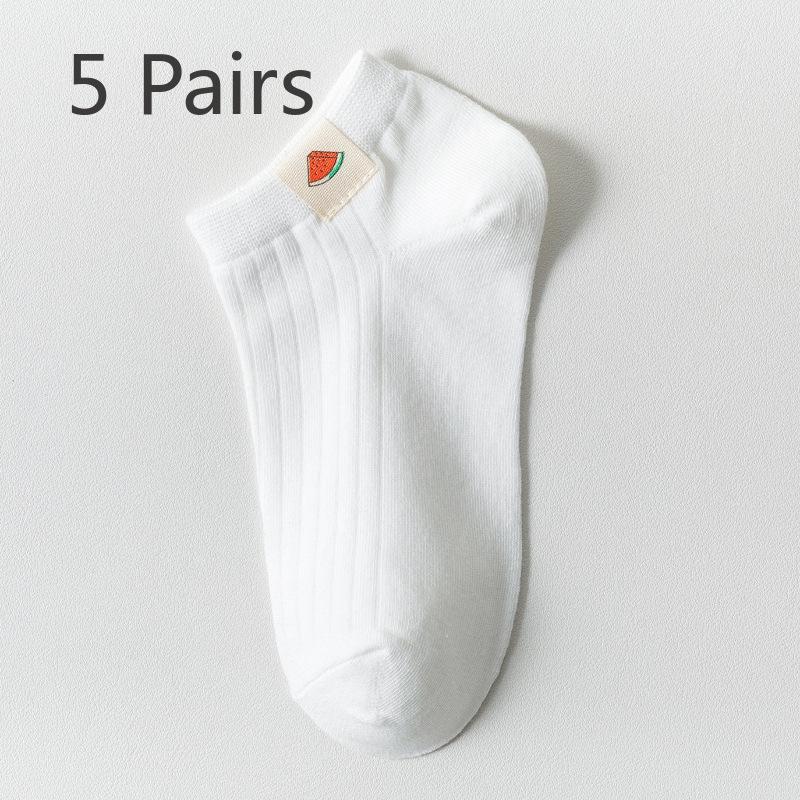 5 Pairs Socks Women's Shallow Mouth Boat Socks Cute Short Spring Summer Thin