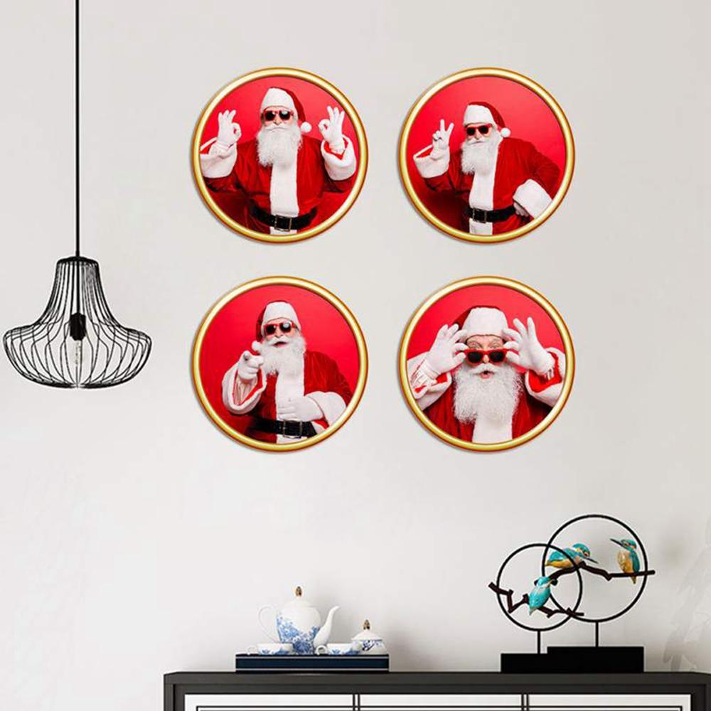 4ks Imitace 3D dekorativní malba Vánoční samolepka na zeď Samolepka na okno YM1575