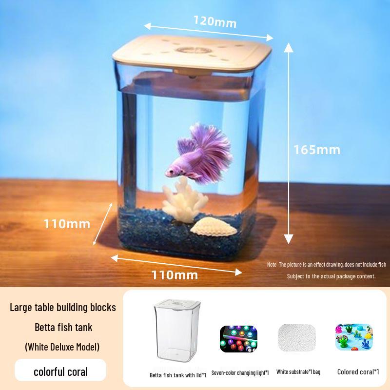 Acvariu Mini de Birou pentru Pești Luptători Siamezi - Betta Micro-Peisaj Acvatic Decor Acvariu.