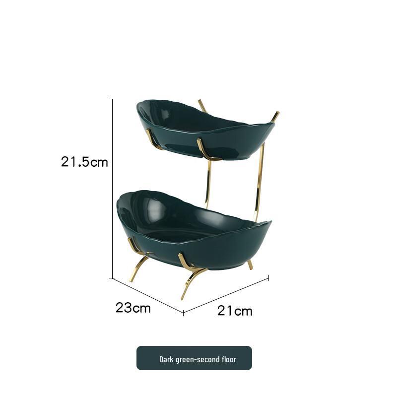 Qianxing Two-Tier Iron Art Ceramic Dessert Stand