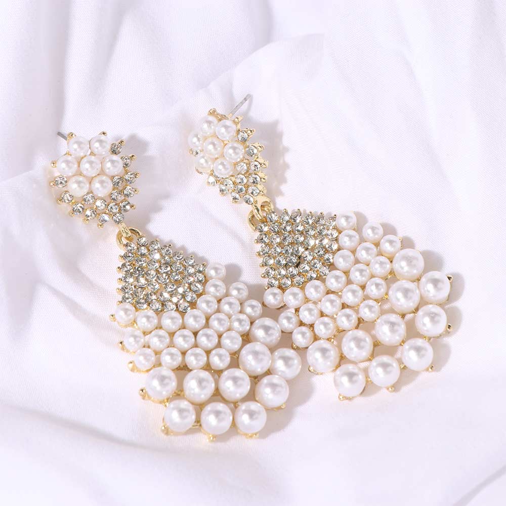 Shining Pearl Rhinestone Earrings Luxury Crystal Jewelry Bridal  Earrings  Banquet