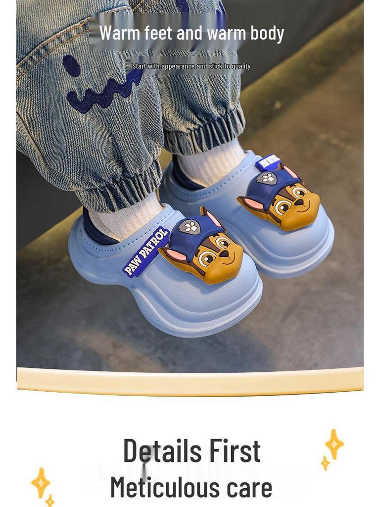 Paw Patrol Boys' Winter Non-Slip Cotton Slippers with Cartoon Design