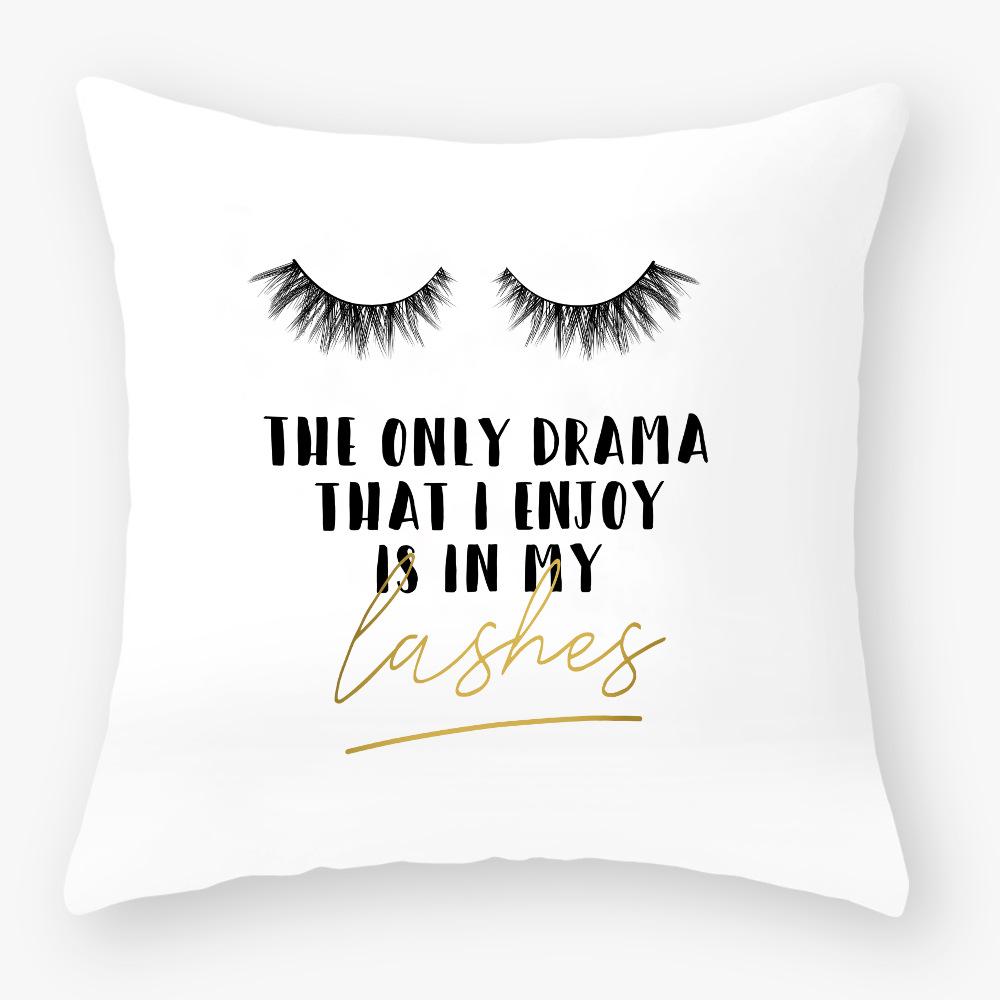 Neuer Kissenbezug mit Wimperndruck, Pfirsichleder Samt Dünner Kissenbezug, Sofakissen, Auto Lendenkissenbezug