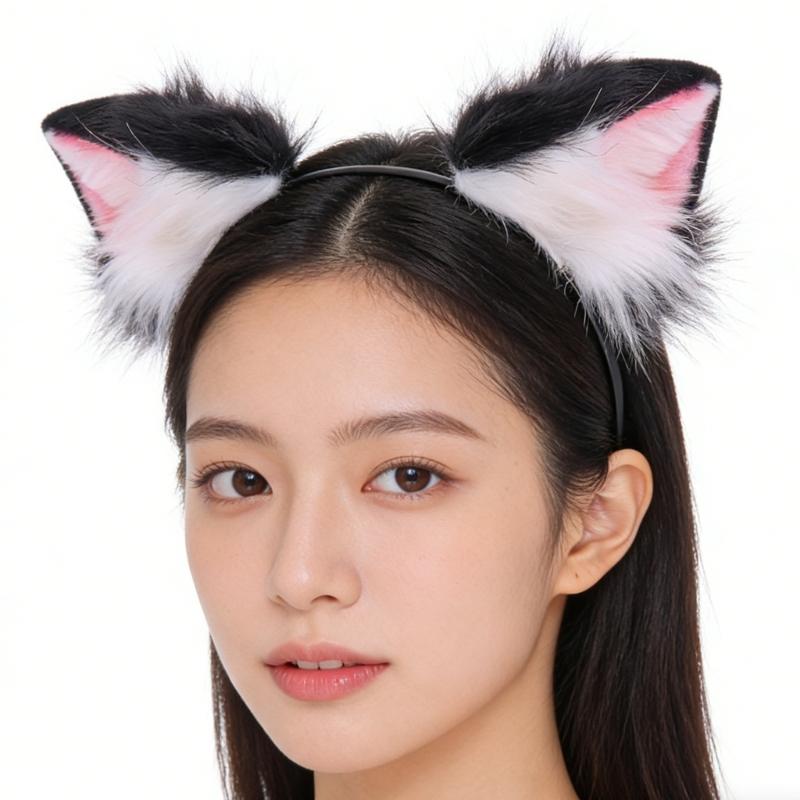 Realistic Kitten Ears Hairband Furry Headbands Plush for Coser Role Play and Photography Props