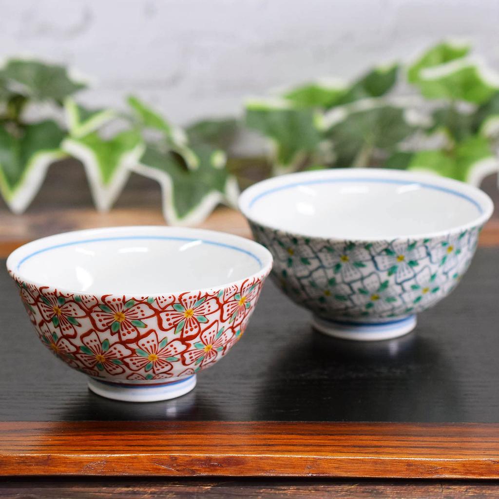 Waza No Kura Stylish Teacups and Tea Bowls Kutani Floral Made In Perfect for Birthdays 88th Couple's Set, Ware, Pattern, High-Quality Ceramic, Japan,