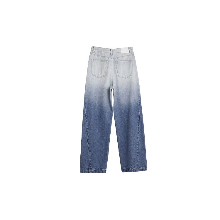 ELLE Vintage Color Block Wide Leg High Waist Jeans Women Jeans Denim-Blue EQ47290