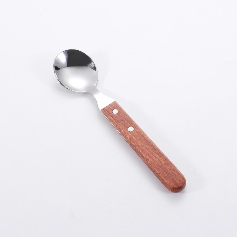 304 stainless steel wooden handle tableware, knives, forks and spoons, western food tableware set, wooden heat insulation handle housewarming gift
