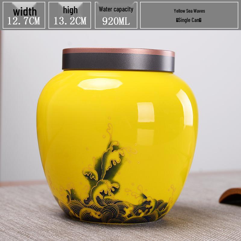 Large Ceramic Tea Storage Canister for Red, Green, Longjing, Biluochun, and Pu'er Tea - Half Jin Capacity