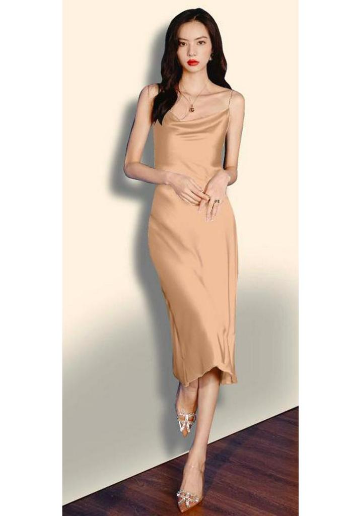 Yaoting Women's Summer Satin Chiffon Nightgown - Silk Camisole Cowl Neck Homewear 2878