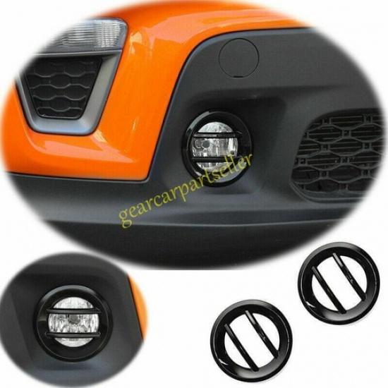 For Jeep Renegade 2019-2023 Glossy Black Front Fog Light Ring Cover Trim 2PCS