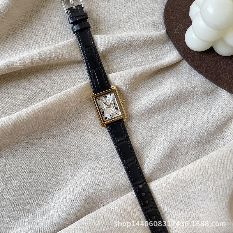 Niche square dial compact belt watch women s simple casual white